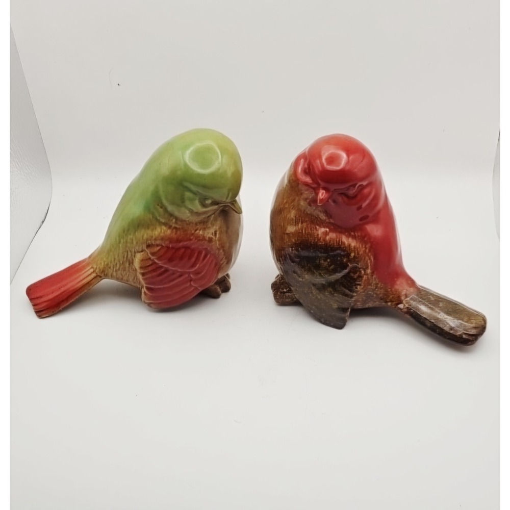 Pair‎ Of Vtg Bird Figurals, Ceramic, Hollow 5.5 X 3.5" Each